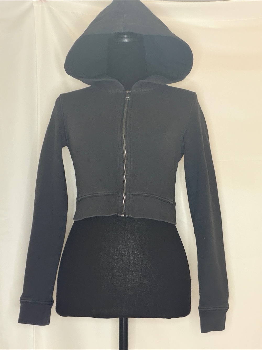 GREY AE CROPPED ZIP-UP HOODIE
